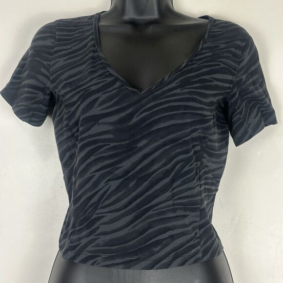 lululemon Women's Align T-Shirt Black Grey Zebra Stripe Women Size 6/8 - Picture 1 of 4